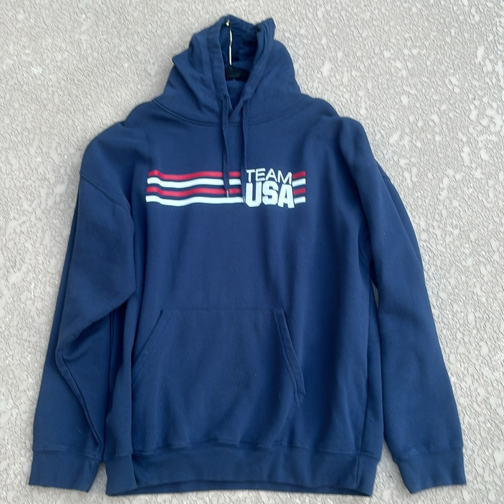 Team USA Hoodie Sweatshirt Team Apparel Vintage Navy Blue White Red Size XL